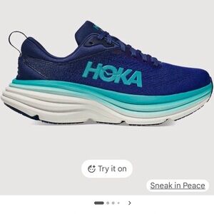 Hoka Navy and Aqua Athletic Sneakers